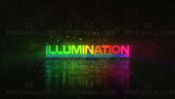 多彩光照标志动画AE模板