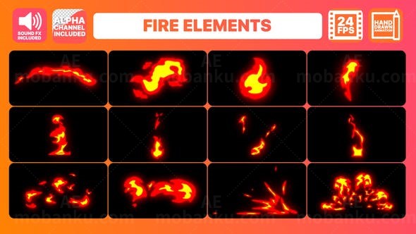 卡通火焰动画元素AE模板