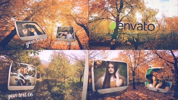 秋天森林漫游照片展示AE模板
