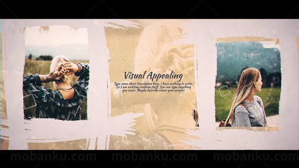 笔刷擦除效果照片展示AE模板