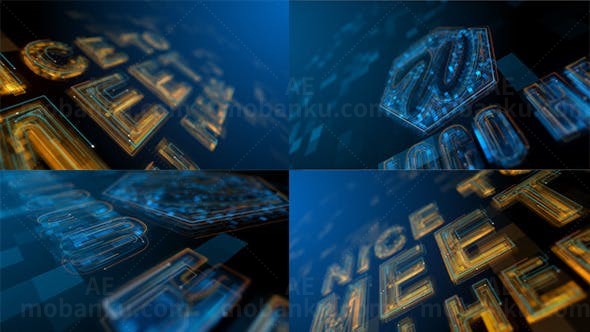 高科技发光线条流动标志动画AE模板