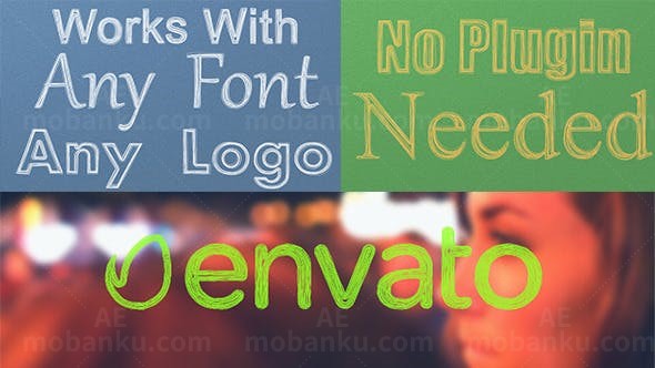 手绘轮廓标志动画AE模板