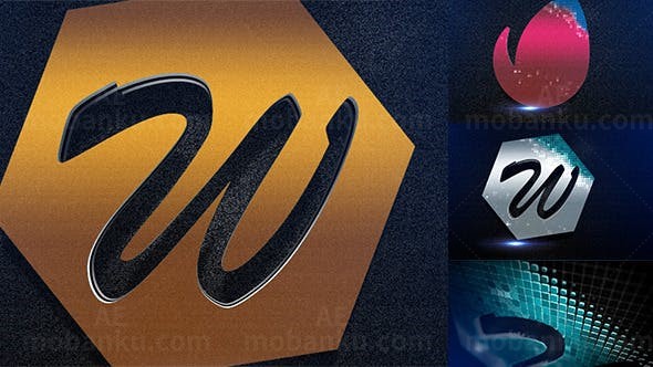 马赛克金属标志动画AE模板