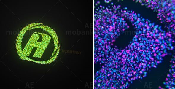 方块群标志动画AE模板
