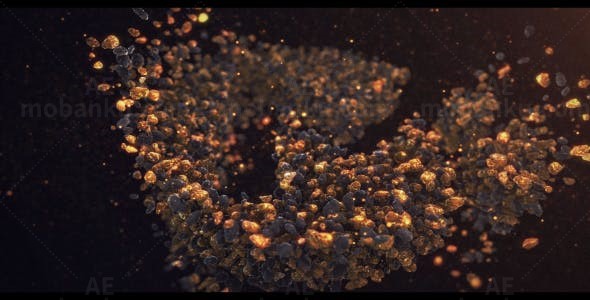 金色碎石汇聚标志片头AE模板