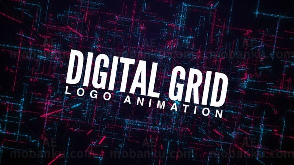 科技感网格背景Logo动画AE模板