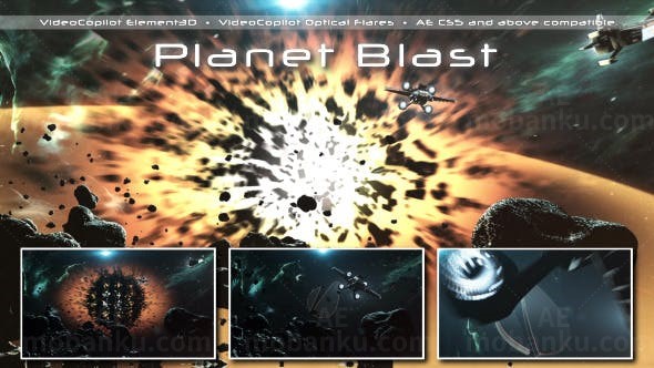 行星爆炸片头AE模板