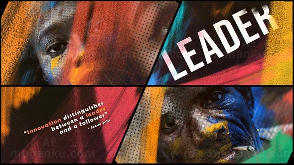 笔刷彩色遮罩图片开场AE模板