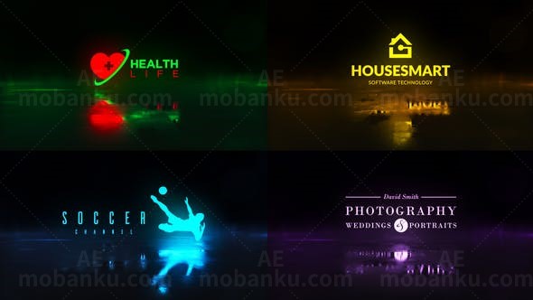 地面反射文字Logo片头AE模板