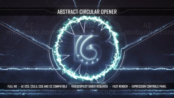 电流环绕描边Logo动画AE模板