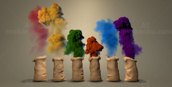 彩色烟尘标志动画AE模板