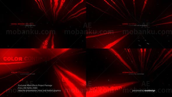 抽象红流标题展示AE模板