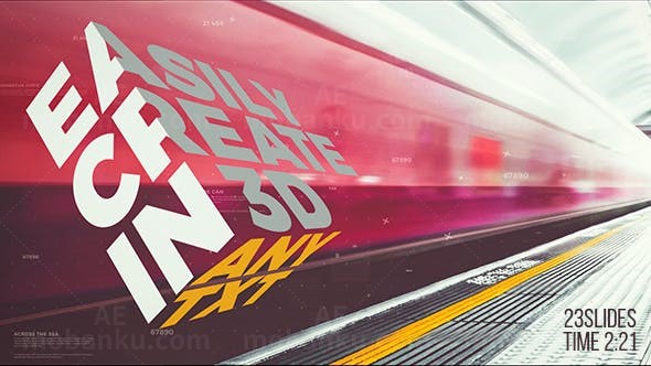 三维文字排版视差效果展示AE模板