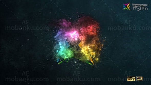 多彩粒子云雾标志动画AE模板