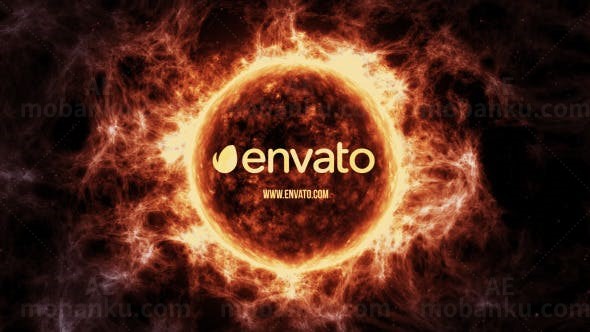 燃烧太阳标志动画AE模板