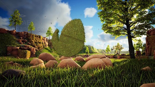 山岩河流自然标志展示AE模板