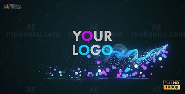 发光粒子标志动画AE模板