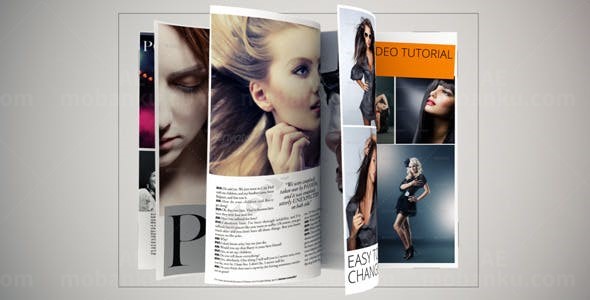 时尚杂志翻页演示AE模板