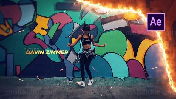 火焰轮廓镂空创意片头AE模板