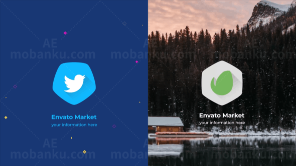 形状线条扭转标志动画AE模板