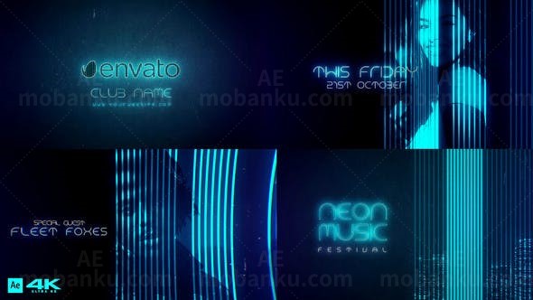 霓虹线条标题展示AE模板