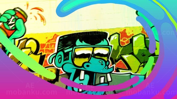 卡通流彩转场效果AE模板