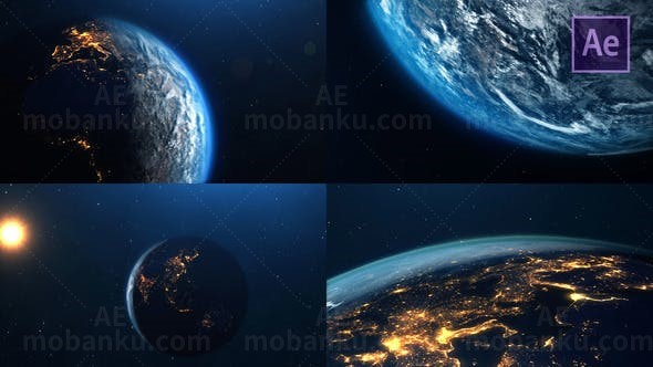 地球俯冲聚焦动画AE模板