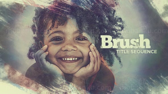 复古笔刷遮罩开场AE模板