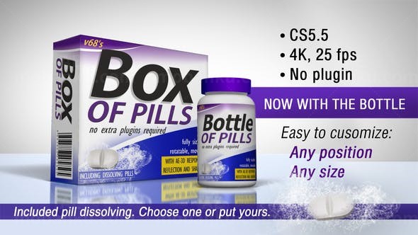 三维药盒药瓶宣传片AE模板