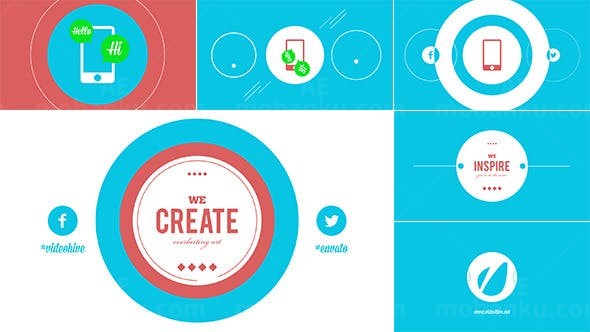 多彩的运动形状文字特效AE模板