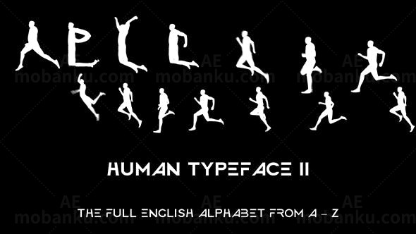 人物运动变字母动画元素AE模板