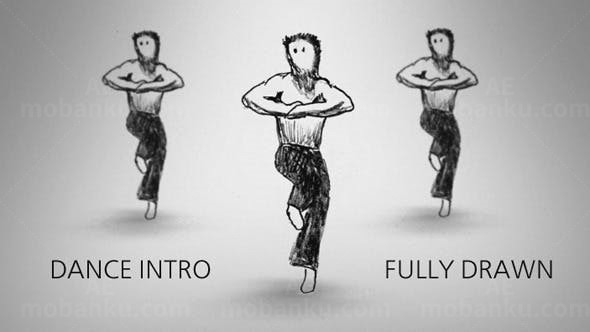 素描舞者片头AE模板