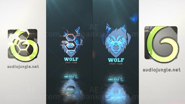 六边形碎片组合标志展示AE模板