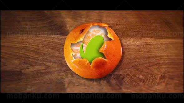 橘子剥开标志展示AE模板