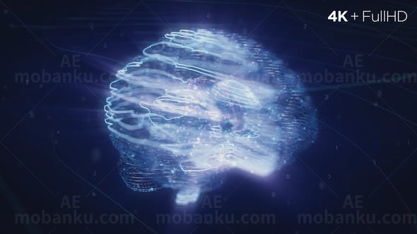 数字AI大脑标志动画AE模板
