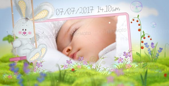 自然风格宝贝儿童相册展示AE模板