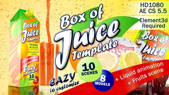 果汁瓶盒产品宣传AE模板