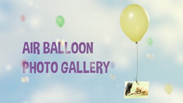 气球吊相片效果儿童相册AE模板