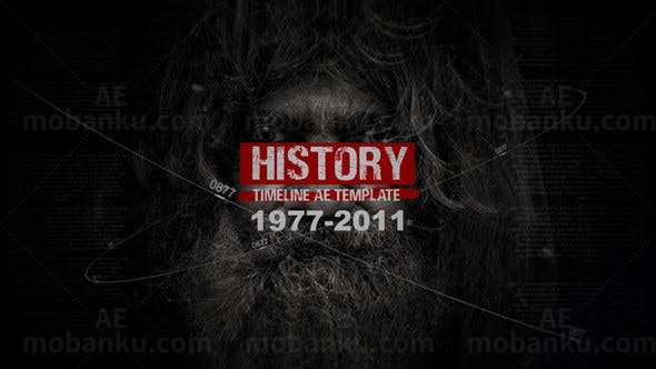 复古历史时间线幻灯片开场AE模板