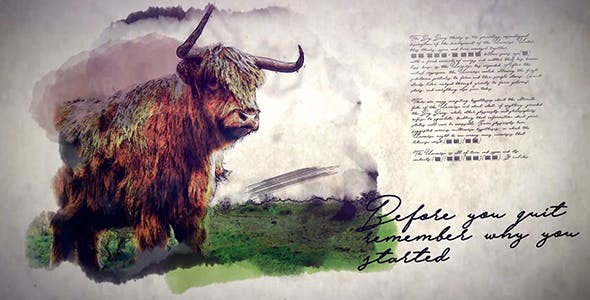 牛皮纸水墨晕染图片介绍片头AE模板