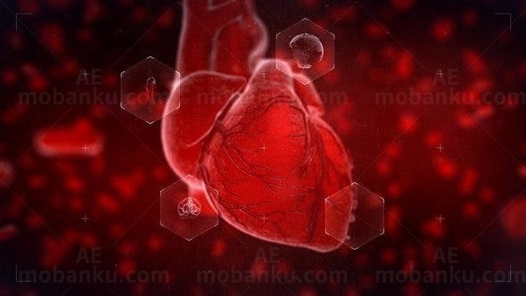 生物科技感心脏跳动Logo动画AE模板