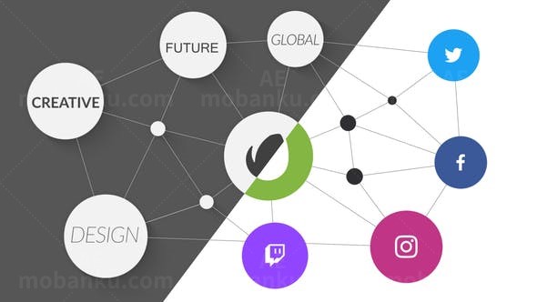 简单连线标志动画AE模板