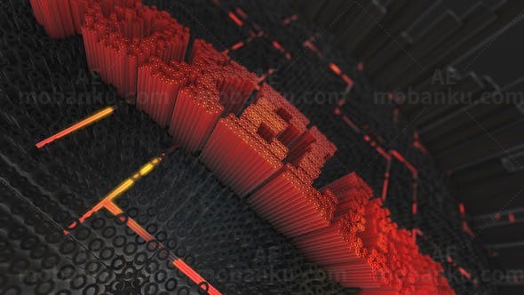 像素柱文字标题片头AE模板