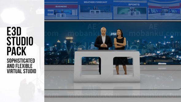 E3D演播室栏目包装AE模板