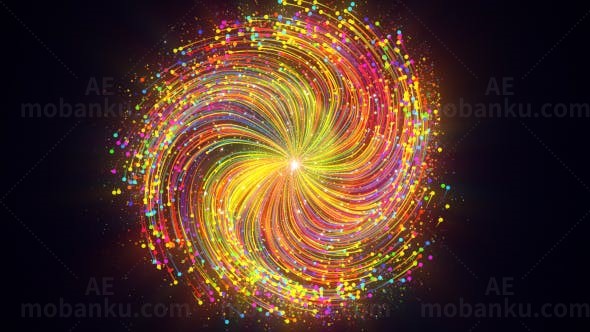 漩涡彩色标志展示AE模板