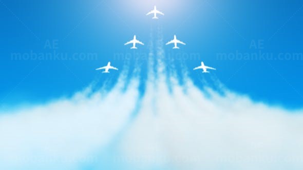 飞机喷气烟雾Logo动画AE模板