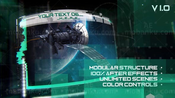 三维科技感曲面视频展示片头AE模板