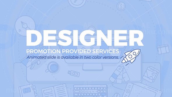 设计工作台卡通元素AE模板