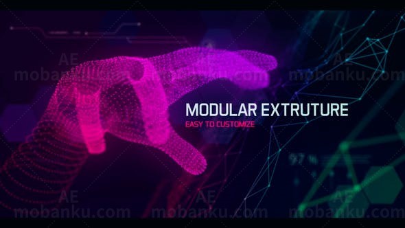 抽象几何形状数字片头AE模板