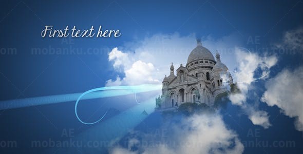 云层上相册动态展示AE模板